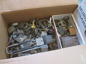 (R2) Box Full of Vintage Keys and Locks