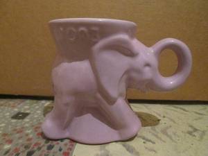 (R1) Vintage 1983 Frankoma Pottery GOP Elephant CupMug