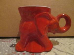 (R1) Vintage 1976 Frankoma Pottery GOP Elephant CupMug