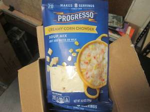 lot 11 image: Case 6 Bags Progresso Creamy Corn Chowder Soup Mix 8 Servings per Bag Past Date