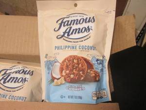 lot 14 image: 6 Bags Famous Amos Philippine Coconut and White Chocolate Chip Bite Size Cookies 7oz Past Date