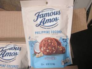 lot 15 image: 6 Bags Famous Amos Philippine Coconut and White Chocolate Chip Bite Size Cookies 7oz Past Date