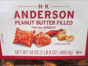 lot 17 image: 3 Containers Peanut Butter Filled Pretzel Nuggets 24oz each Past Date