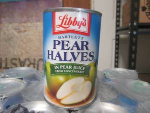 lot 24 image: Case 12 Cans Libbys Bartlett Pear Halves In Pear Juice Concentrate 15oz Cans Past Date