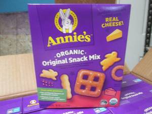lot 30 image: Case 12 Boxes Annies Organic Original Snack Mix Baked Crackers 9oz Boxes Past Date
