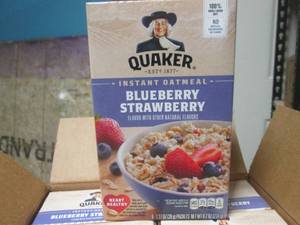 lot 32 image: Case Quaker Blueberry Strawberry Instant Oatmeal 6 Boxes with 6 Packets Each Past Date