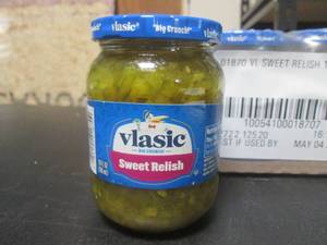 lot 33 image: Case 12 Jars Vlasic Sweet Relish 10oz Jars Best by May 2024