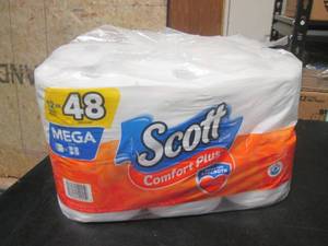 lot 49 image: 12 Mega Rolls Scott Comfort Plus One Ply Unscented Bathroom Tissue