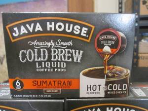 lot 80 image: 3 Boxes Java House Sumatran Dark Roast Cold Brew Liquid Coffee Pods 6 Pods Per Box Past Date