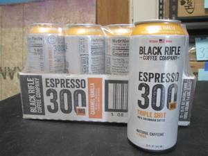 lot 117 image: 12-Pack Black Rifle Caramel Vanilla Espresso 300 Triple Shot Coffee 15oz Cans Best by March 2024