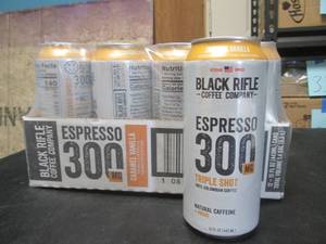lot 118 image: 12-Pack Black Rifle Caramel Vanilla Espresso 300 Triple Shot Coffee 15oz Cans Best by March 2024