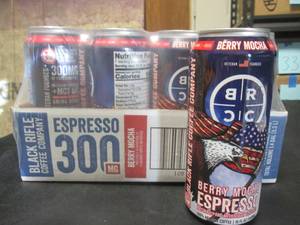 lot 119 image: 12-Pack Black Rifle Berry Mocha Espresso 300 Triple Shot Coffee 15oz Cans Best by April 2024