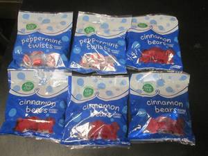 lot 124 image: 6 Bags of Candy 4 Cinnamon Bears 2 Peppermint Twists Past Date