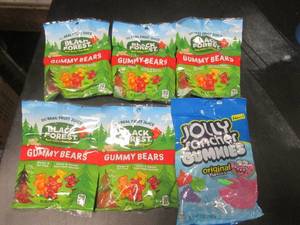 lot 126 image: 6 Bags of Candy 5 Gummy Bears 1 Jolly Rancher Gummies Past Date