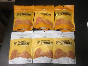 lot 140 image: 6 Bags Honey Stinger Mini Waffles 3 Vanilla 3 Honey 5.3oz Best by March 2024