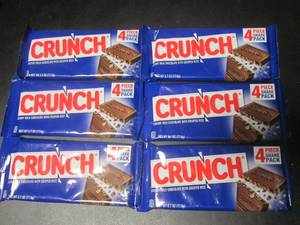 lot 146 image: 6 - 4pc Share Pack Crunch Candy Bars Best by Feb 2024