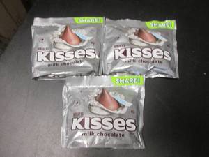 lot 155 image: 3 Share Pack Size Bags Hersheys Kisses Past Date