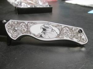 lot 227 image: Eagle Design Spring Assist Folding Knife with Belt Clip - 7 78 Open  4 34 Closed - New In Box