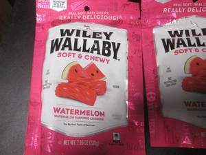 lot 134 image: 4 Bags Wiley Wallaby Watermelon Licorice Best by March 2024