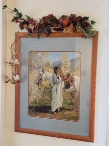 lot 69 image: Native American Woman Art Print & Faux Vines