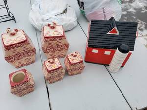 Barn Cookie Jar and Decorative Containers