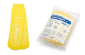 lot 26 image: MSRP $4000  80 Cases (48eacs) NEW MediChoice ZSLP3YU Yellow Soft Terry Pile Double Tread Skid Resistant Patient Slippers 
