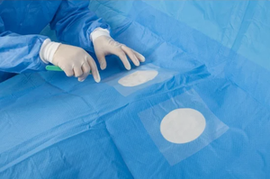 lot 17-C image: MSRP $12,000  3 GaylordCases (180eacs) Halyard 79461-02 82x124 Non-Sterile Disposable Femoral Angiography Drape with Window