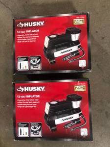 Lot of 2 Husky 12-Volt Corded Electric Inflator   Customer Returns See Pictures