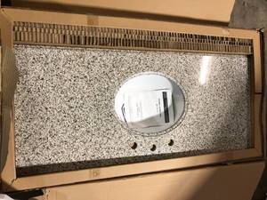 Home Decorators Collection 49 in. W x 22 in D Granite White Round Single Sink Vanity Top in Beige Customer Returns See Pictures