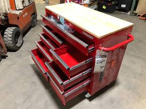 lot 3 image: Red Rolling Tool Box by Husky No Keys  Customer Returns See Pictures