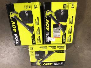 lot 18 image: Lot of 3 RYOBI 40V Vac Attack Cordless Leaf VacuumMulcher with 5.0 Ah Battery and Charger Customer Returns See Pictures