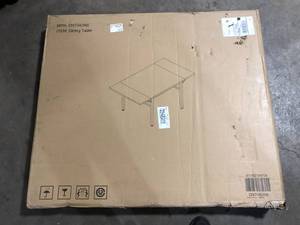 lot 23 image: Modern Industrial Rustic Brown Wood 63.2 in. Metal 4 Legs Extendable Dining Table with Drop Leaf(Seats 6)  Customer Returns See Pictures