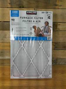 lot 21 image: Kirkland Signature High Performance Air Filters 4-pack  16 in. x 25 in. x 1 in.