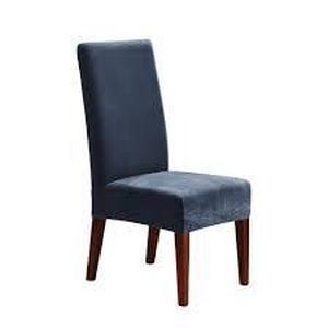 lot 55 image: Set of FOUR (4) - Stretch Pique Short Dining Room Chair Slipcover - Sure Fit