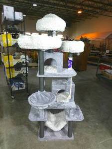 lot 100 image: Catry Bradbury 7 Level Cat Tree with Hammock and Condo-Missing Cat Ramp