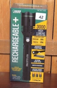 lot 108 image: 3,000 Lumen LED Flashlight with Rechargeable Batteries and 3 C Batteries
