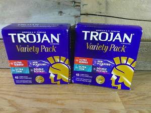 lot 117 image: Set of 2 Trojan Lubricated Latex Variety Condom Packs