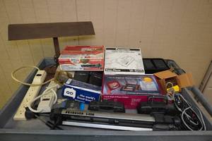lot 258 image: Assorted Vintage Electronics - CB Radios, Desk Lamp, Converter Box