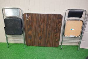 lot 247 image: Card Table with Folding Chairs