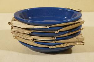 lot 99 image: 6 Cobalt Blue Oval Casserole Plates