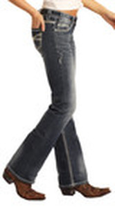 lot 95 image: Rock & Roll Mid Rise Stretch Bootcut Womens Riding Jeans 32x34