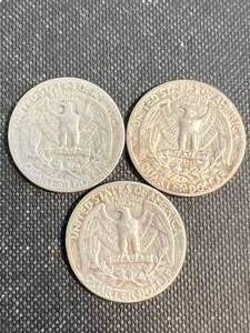 lot 06 image: 3 US WASHINGTON QUARTERS 1947P-D-S
