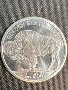 lot 09 image: 1 TROY OZ .999 FINE SILVER BUFFALO INDIAN ROUND