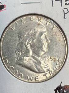 lot 14 image: 1954 US FRANKLIN HALF DOLLAR