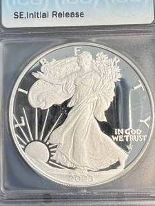 lot 24 image: 2023-S PROOF AMERICAN SILVER EAGLE ICG PR69DCAM
