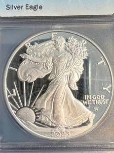 lot 27 image: 2023-W PROOF AMERICAN SILVER EAGLE ICG PR69DCAM