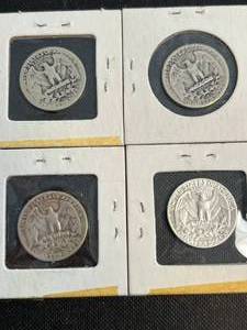 lot 30 image: 4 US SILVER QUARTERS 1934 1950-S 1953-S 1960-D