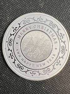 lot 36 image: 1 TROY OZ .999 FINE SILVER 2023 MERRY CHRISTMAS ROUND