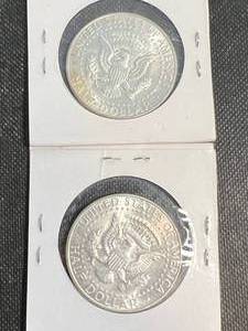 lot 46 image: 2 US KENNEDY HALF DOLLARS 1964-D