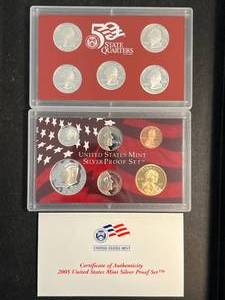 lot 65 image: 2005 US MINT SILVER PROOF SET